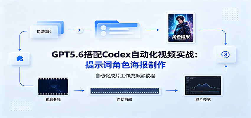 GPT5.6搭配Codex自动化视频实战：提示词角色海报制作，自动化成片工作流拆解教程-网创资源站