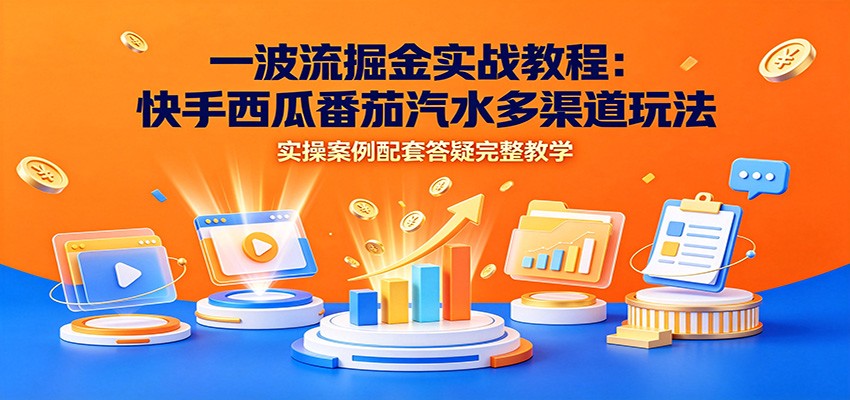 一波流掘金实战教程：快手西瓜番茄汽水多渠道玩法，实操案例配套答疑完整教学-网创资源站