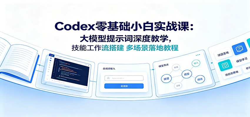 Codex零基础小白实战课：大模型提示词深度教学，技能工作流搭建多场景落地教程-网创资源站