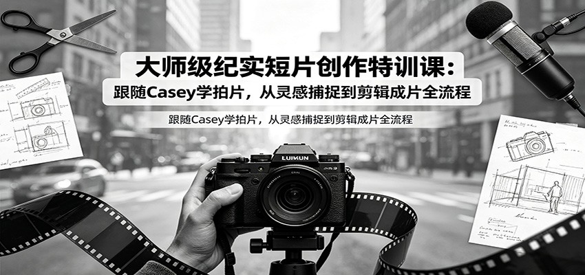 大师级纪实短片创作特训课：跟随Casey学拍片，从灵感捕捉到剪辑成片全流程-网创资源站