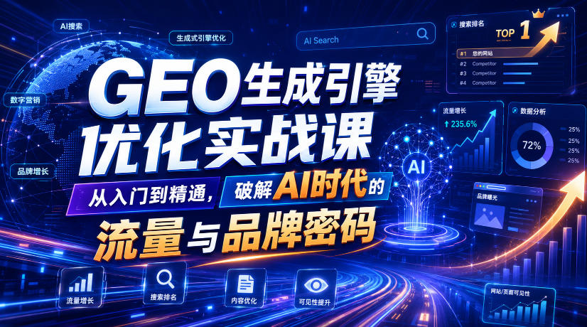 GEO生成引擎优化实战课，从入门到精通，破解AI时代的流量与品牌密码-网创资源站