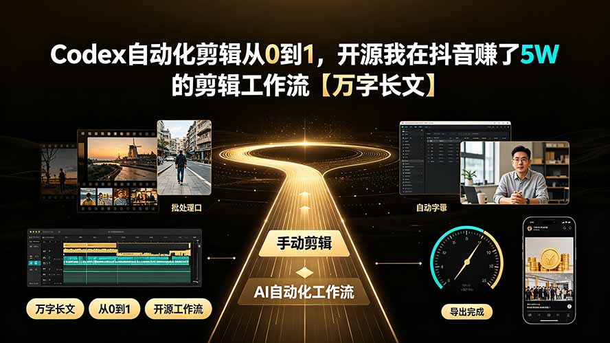 Codex自动化剪辑从0到1，开源我在抖音赚了5W 的剪辑工作流【万字长文】-网创资源站