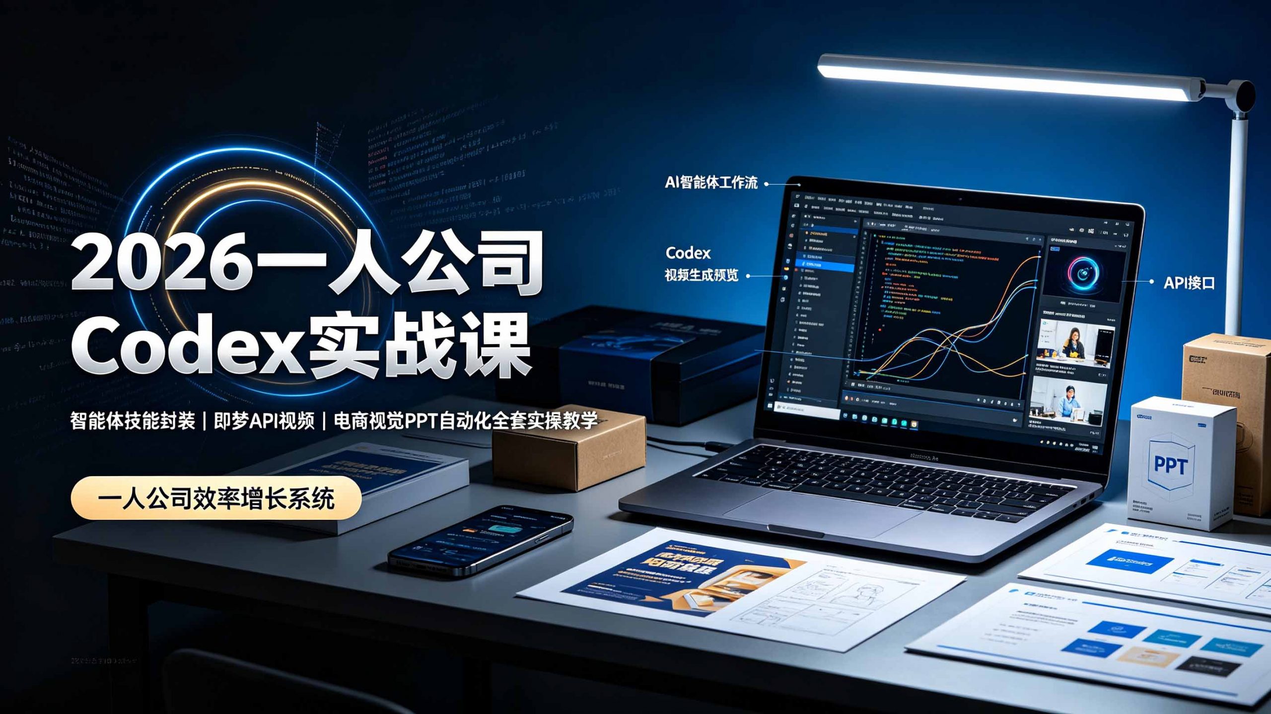2026一人公司Codex实战课◆智能体技能封装|即梦API视频|电商视觉PPT自动化全套实操教学-网创资源站