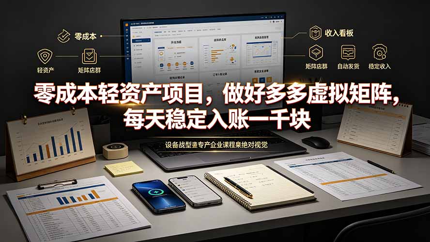 零成本轻资产项目，做好多多虚拟矩阵，每天稳定入账一千块-网创资源站