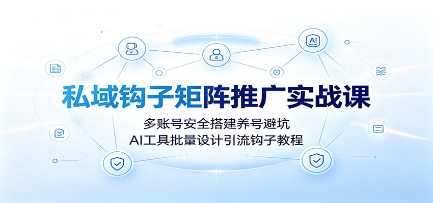 私域钩子矩阵推广实战课：多账号安全搭建养号避坑，AI工具批量设计引流钩子教程-网创资源站