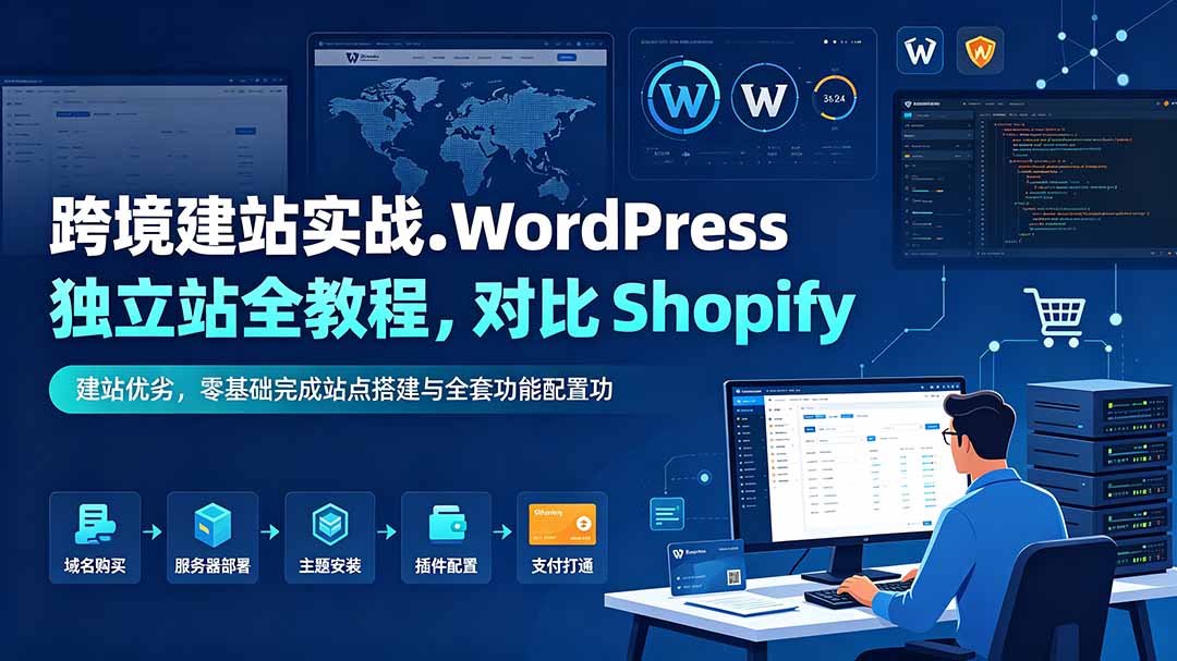 跨境建站实战：WordPress 独立站全教程，对比 Shopify 建站优劣，零基础完成站点搭建与全套功能配置-网创资源站