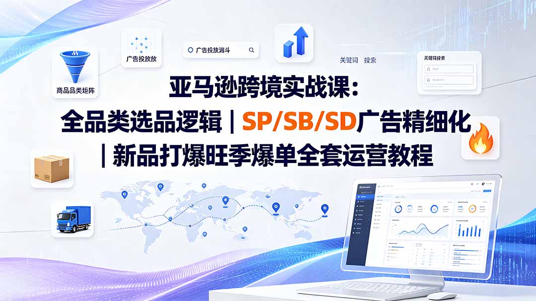 亚马逊跨境实战课-更新：全品类选品逻辑｜SP/SB/SD广告精细化｜新品打爆旺季爆单全套运营教程-网创资源站