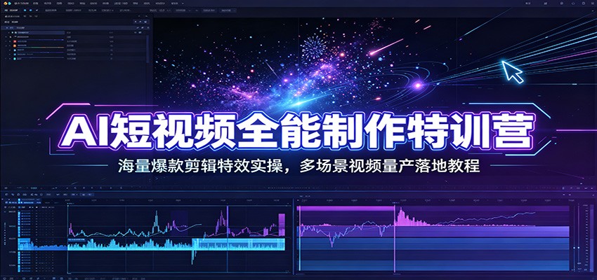 AI短视频全能制作特训营：海量爆款剪辑特效实操，多场景视频量产落地教程-网创资源站