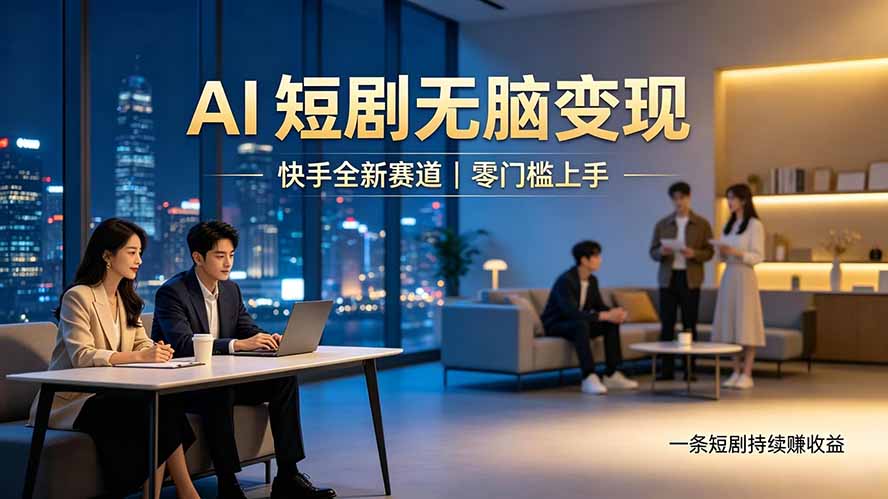 别乱找副业了，快手 AI 短剧零门槛长久被动增收-网创资源站