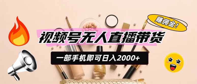 视频号无人直播带货，一部手机即可日入2000+，躺赚商家CPS佣金-网创资源站