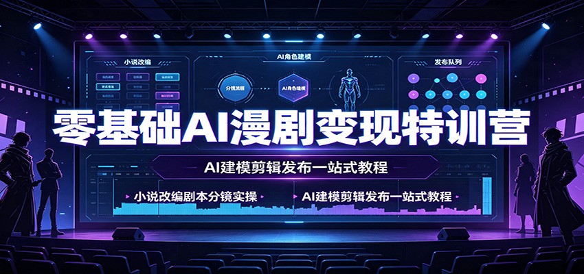 零基础AI漫剧变现特训营：小说改编剧本分镜实操，AI建模剪辑发布一站式教程-网创资源站