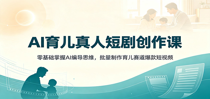 AI育儿真人短剧创作课：零基础掌握AI编导思维，批量制作育儿赛道爆款短视频-网创资源站