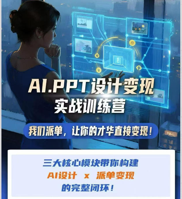 AI+PPT设计变现实战训练营，我们派单，让你的才华直接变现，三大核心模块带你构建Al设计x派单变现的完整闭环-网创资源站