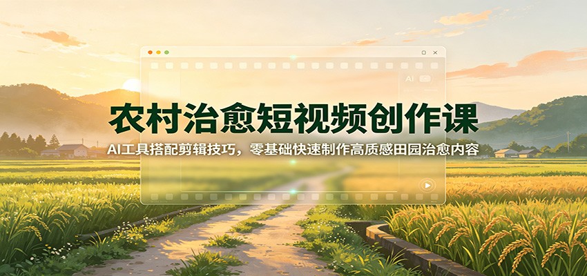 农村治愈短视频创作课：AI工具搭配剪辑技巧，零基础快速制作高质感田园治愈内容-网创资源站
