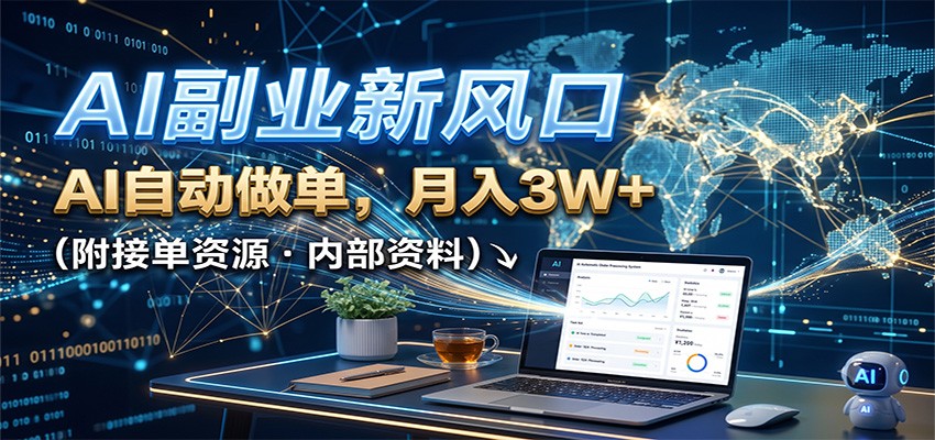AI副业新风口，AI自动做单，月入3W+，附接单资源-网创资源站