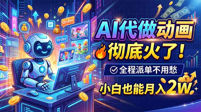 AI代做动画，彻底火了！全程派单不用愁，小白也能月入2W-网创资源站