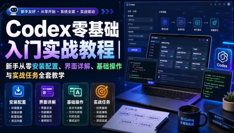 Codex零基础入门实战教程｜新手从零安装配置、界面详解、基础操作与实战任务全套教学-网创资源站