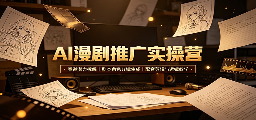 AI漫剧推广实操营：赛道潜力拆解，剧本角色分镜生成，配音剪辑与运镜教学-网创资源站