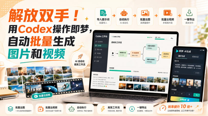 解放双手！用Codex操作即梦，自动批量生成图片和视频-网创资源站