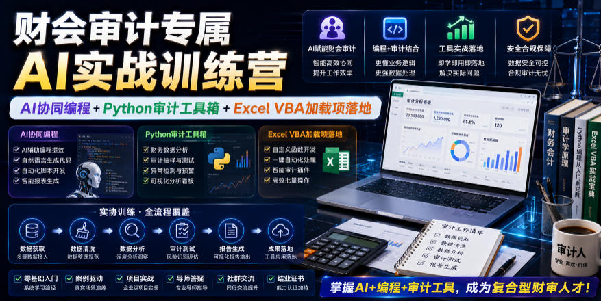 财会审计专属AI实战训练营｜AI协同编程+Python审计工具箱+Excel VBA加载项落地(更新0816)-网创资源站