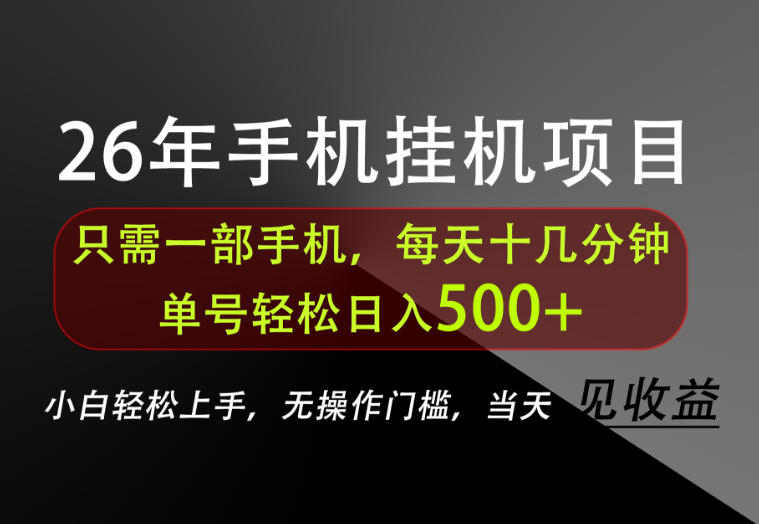 长期稳定可做，只需一部手机！单号轻松日入500+，不搞套路，只讲干货！【揭秘】-网创资源站