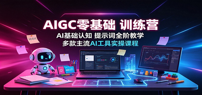 AIGC零基础训练营：AI基础认知，提示词全阶教学，多款主流AI工具实操课程-网创资源站