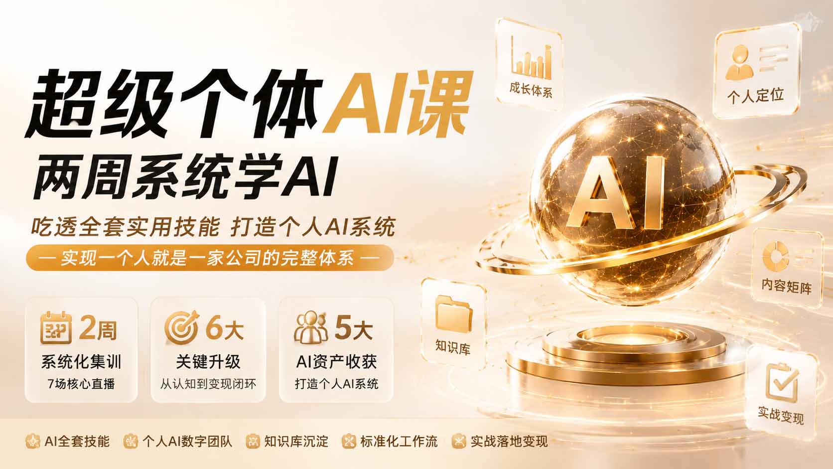 超级个体AI课 两周系统学AI；吃透全套实用技能打造个人AI系统，实现一个人就是一家公司的完整体系(更新0823-网创资源站