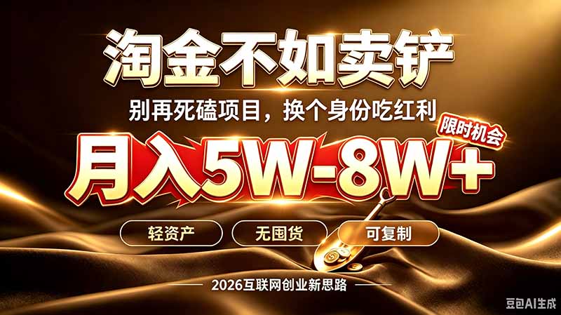 别再傻乎乎埋头跑项目！互联网真正赚钱逻辑：做卖铲人，拒绝当韭菜，逆风翻盘月入5-8W+-网创资源站
