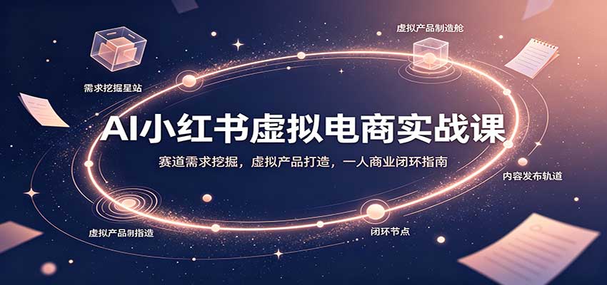 AI小红书虚拟电商实战课：赛道需求挖掘，虚拟产品打造，一人商业闭环指南-网创资源站