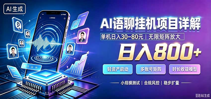 AI语聊挂机，日入800+，适用个人副业，工作室矩阵操作-网创资源站