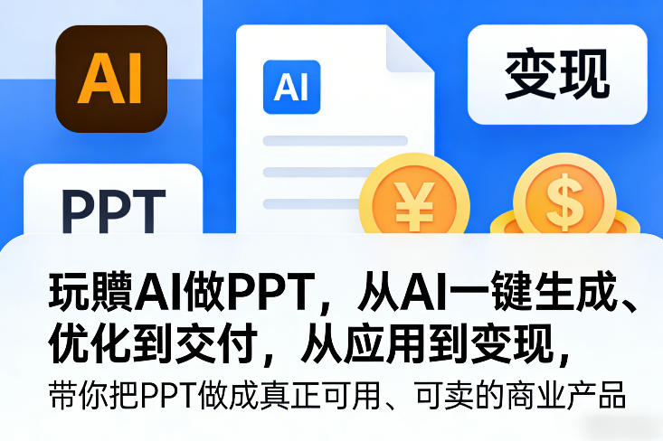 玩賺AI做PPT，从AI一键生成、优化到交付，从应用到变现，带你把PPT做成真正可用、可卖的商业产品(更新0904)-网创资源站
