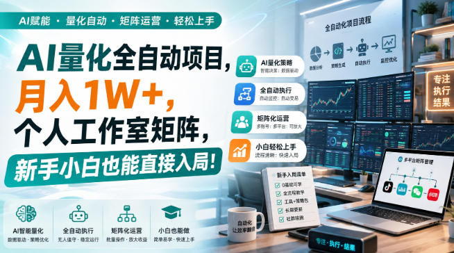 AI黄金量化玩法，新手低成本入局的最佳跳板，月收益轻松万元！-网创资源站