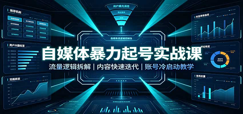 自媒体暴力起号实战课：流量逻辑拆解，内容快速迭代，账号冷启动教学-网创资源站