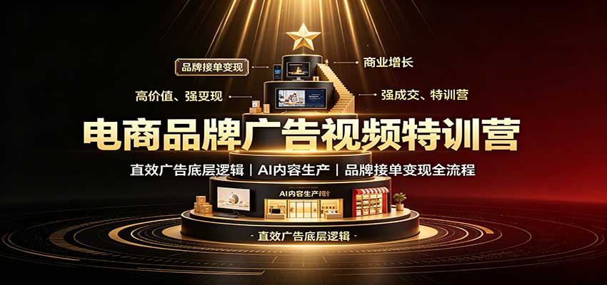 电商品牌广告视频特训：直效广告底层逻辑，AI内容生产，品牌接单变现全流程-网创资源站
