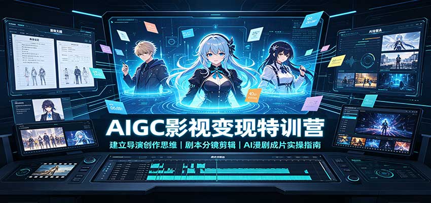 AIGC影视变现特训营：建立导演创作思维，剧本分镜剪辑，AI漫剧成片实操指南-网创资源站