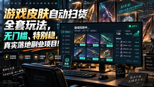 游戏皮肤自动扫货全套玩法，无门槛、特别稳，真实落地副业项目！【揭秘】-网创资源站