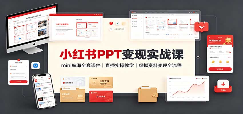 小红书PPT变现实战课：mini航海全套课件+直播实操教学，虚拟资料变现全流程-网创资源站