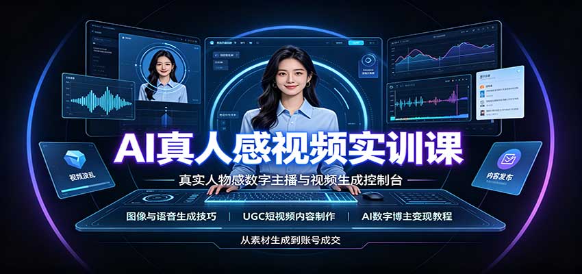 AI真人感视频实训课：图像语音生成，UGC内容制作，AI数字博主变现教程-网创资源站