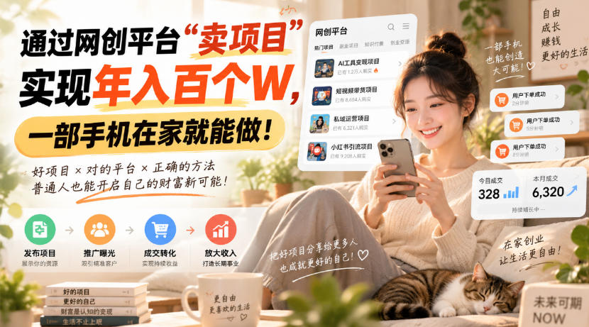 靠卖网创项目变现，一年拿下百万收益！一台手机就能操作！-网创资源站