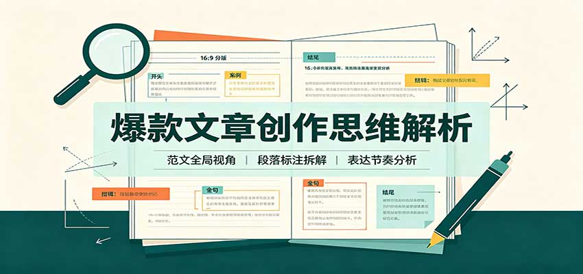 爆款文章创作思维解析：全局视角拆解范文，梳理行文逻辑，搭配真实拆文实操案例-网创资源站
