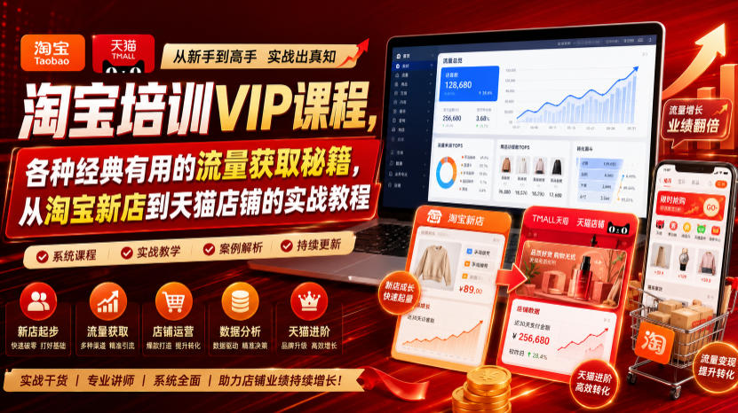 淘宝培训VIP课程，各种经典有用的流量获取秘籍，从淘宝新店到天猫店铺的实战教程(更新09月17日)-网创资源站
