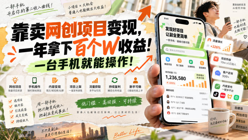 网创小程序虚拟资料变现，一年拿下百万收益，一部手机就可以做，0成本变现副业！-网创资源站