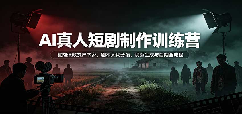 AI真人短剧制作训练营：复刻爆款丧尸下乡，剧本人物分镜，视频生成与后期全流程-网创资源站