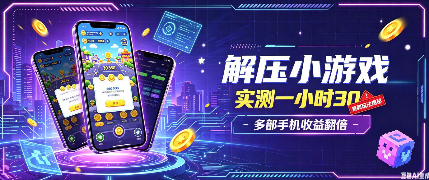 小游戏全流程玩法，实测一小时搞30，简单无脑解压，当天做当天就能看到进账，直接冲就行【揭秘】-网创资源站