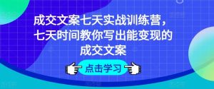 成交文案七天实战训练营，七天时间教你写出能变现的成交文案-网创资源站