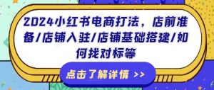 2024小红书电商打法，店前准备/店铺入驻/店铺基础搭建/如何找对标等-网创资源站