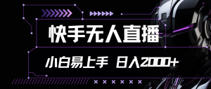 （11603期）快手无人直播，小白易上手，轻轻松松日入2000+-网创资源站