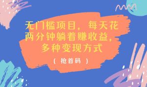 （11647期）无门槛项目，每天花两分钟躺着收益，多种收益方式-网创资源站