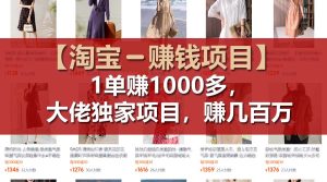 （11685期）【淘宝赚钱项目】1单可赚1000多，大佬独家项目，年赚几百万-网创资源站