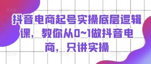 抖音电商起号实操底层逻辑课，教你从0~1做抖音电商，只讲实操-网创资源站